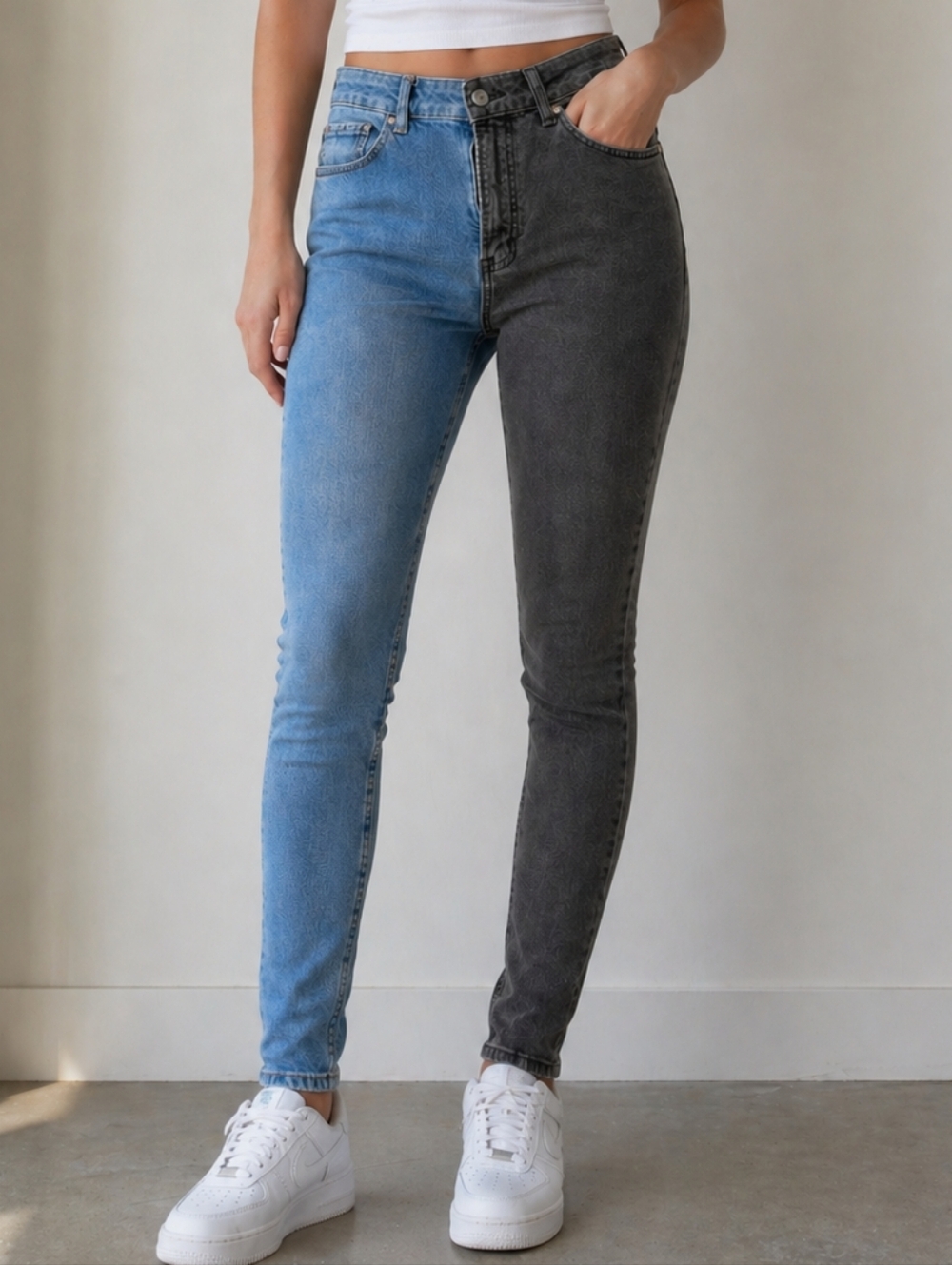 Divided H&M Blue & Gray Two-Tone High Waist Women's Skinny Jeans Size 10